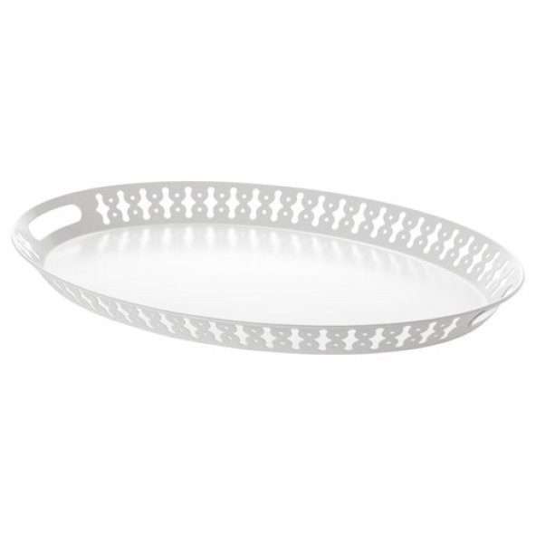 Servis-Sunum Tepsi 52x39 cm Beyaz Renk ikea Yuvarlak Tepsi Çelik ürün görseli 1