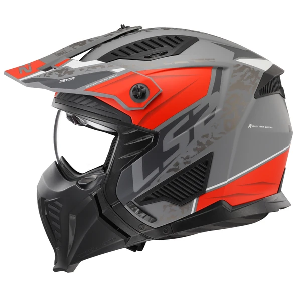 LS2 DRIFTER DEVOR MAT GRİ-TITANIUM-KIRMIZI KASK (ÖN ÇENE ÇIKARILABİLİR) - Resim 4