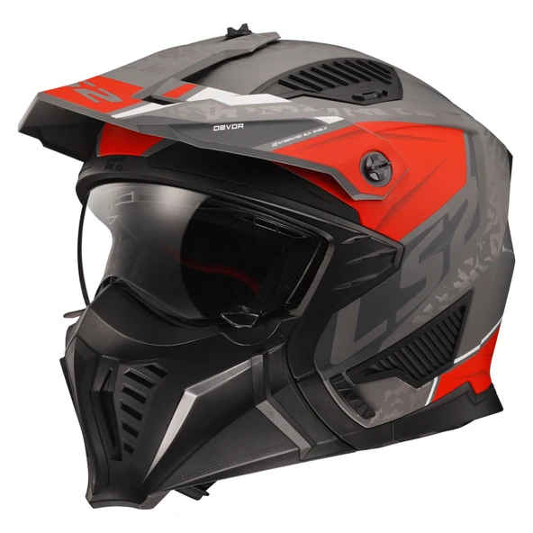 LS2 DRIFTER DEVOR MAT GRİ-TITANIUM-KIRMIZI KASK (ÖN ÇENE ÇIKARILABİLİR) ürün görseli 1