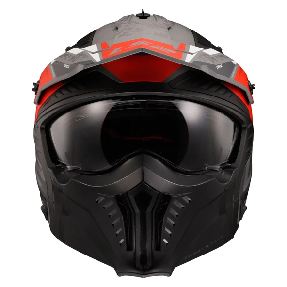 LS2 DRIFTER DEVOR MAT GRİ-TITANIUM-KIRMIZI KASK (ÖN ÇENE ÇIKARILABİLİR) - Resim 3