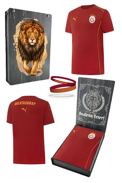 Galatasaray Orijinal Lisanslı 2024/25 Kırmızı Antrenman T-Shirt + Bileklik Set Hediyelik Ahşap Kutulu ürün görseli 1