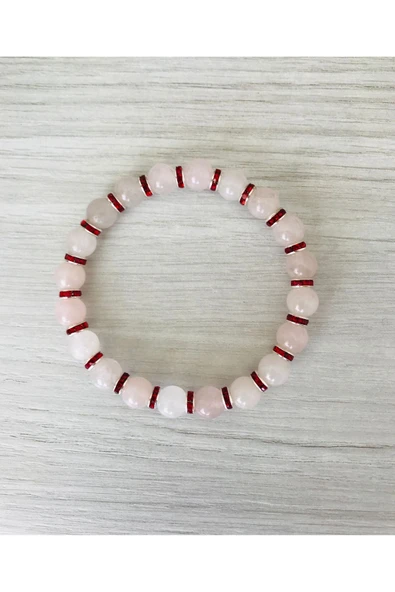 MK TASARIM GERÇEK PEMBE KUVARS TAŞI BİLEKLİK MKT51001 ürün görseli 1