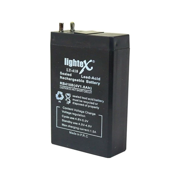 LİGHTEX 4 Volt 1.80 Amper 7.5X5X2 Lightex Lt-418 Akü 50 x 22 x 75 Mm ürün görseli 1