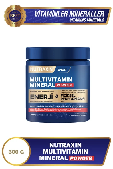 Multivitamin Mineral Powder 300 Gr Magnezyum, Taurin, Kreatin, L Carnitin, Ginseng, Co10, Energy ürün görseli 1