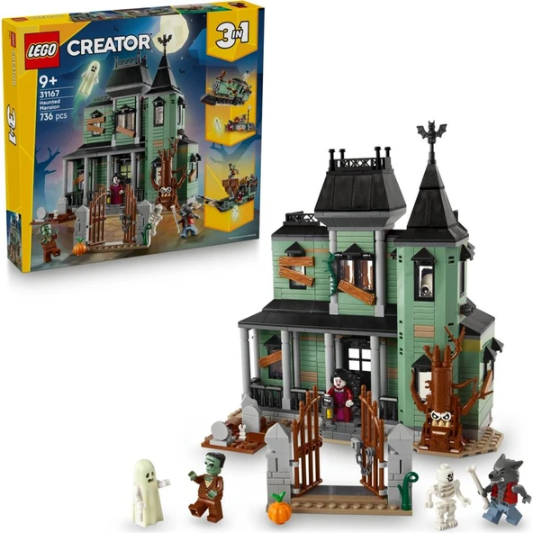 LEGO 31167  Creator 3'ü 1 Arada Hayaletli Köşk 31167 - 9 Yaş & Üzeri Çocuklar Için Gemi ve Tren Olabilen Oyuncak Yapım Seti (736 Parça) ürün görseli 1