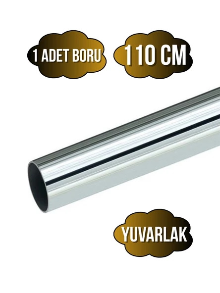 Yuvarlak Metal Askı Borusu Mobilya Askı Borusu(YUVARLAK)(KROM)(METAL)(ÇAP:25MM) Krom 110cm ürün görseli 1