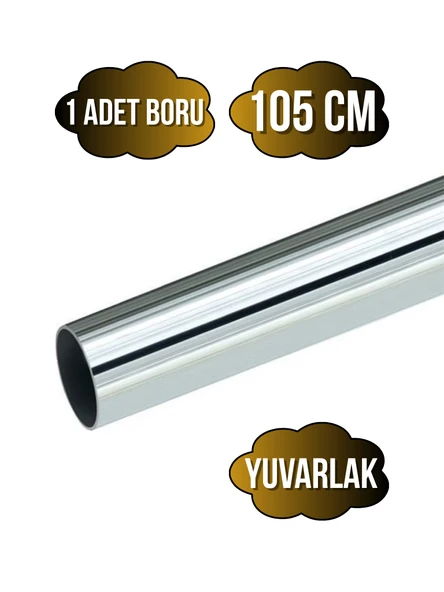 Yuvarlak Metal Askı Borusu Mobilya Askı Borusu(YUVARLAK)(KROM)(METAL)(ÇAP:25MM) Krom 105cm ürün görseli 1