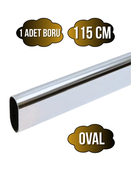 Metal Krom Oval Askı Borusu Mobilya Askı Borusu(METAL)(KROM)(OVAL)(EN:15MM BOY:30MM) Krom 115cm ürün görseli 1