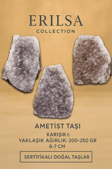 Sertifikalı Ametist Taşı Kütlesi 200-250 Gr – Doğal Ham Kristal Şifa Taşı Stresi Azalt Huzur Ver ürün görseli 1