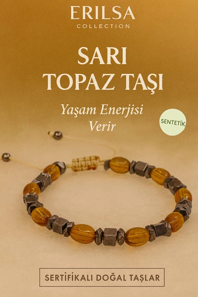 Sertifikalı Sarı Topaz Taşı Bileklik - Sentetik Canlılık ve Ruhsal Aydınlanma Taşı ürün görseli 1
