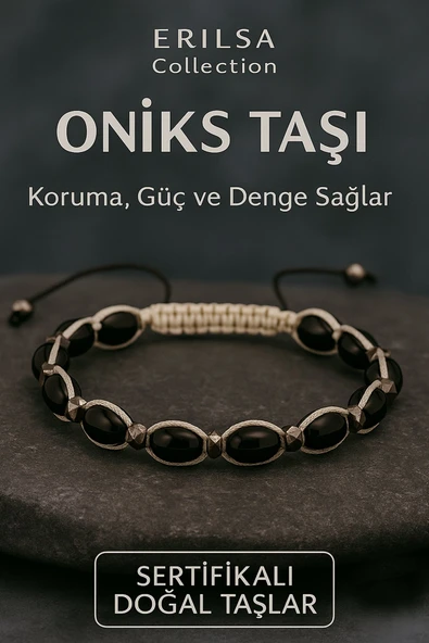 Sertifikalı Oniks Taşı Bileklik – Koruma, Güç ve Ruhsal Denge Enerjisi ürün görseli 1