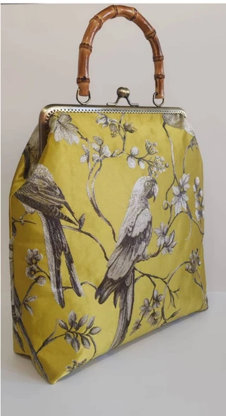 Bambu Saplı Nakışlı Bag - Resim 4