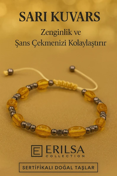 Sertifikalı Sarı Kuvars Taşı Bileklik Zenginlik Enerjisini Artırır ve Şans Alanınızı Genişletir ürün görseli 1