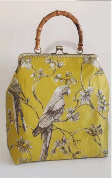 Bambu Saplı Nakışlı Bag - Resim 2