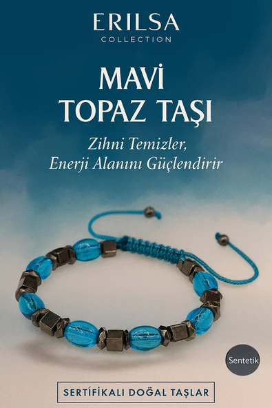 Sertifikalı Sentetik Mavi Topaz Taşı Bileklik – Dinginlik ve Zarafetin Gücü ürün görseli 1
