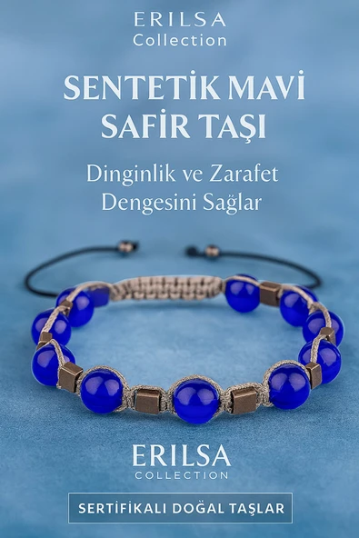 Sertifikalı Sentetik Mavi Safir Taşı Bileklik – Dinginlik ve Zarafet Enerjisi ürün görseli 1