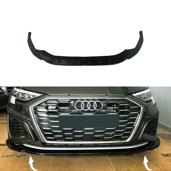 AUTOGP Audi a3 8y ön tampon altı lip flap pianoblack siyah 2021+ ürün görseli 1