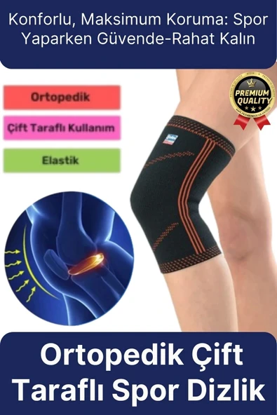 Premium Seri Konforlu Maksimum Koruma Ortopedik Çift Taraflı Elastik Örme Likralı Spor Dizlik Unisex ürün görseli 1