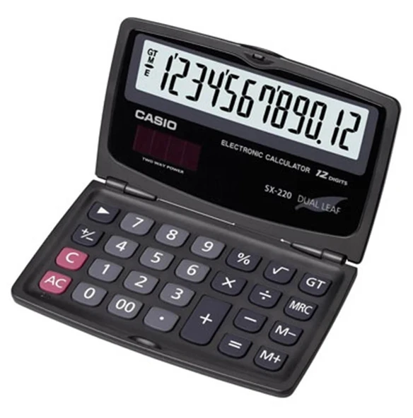 Casio SX-220 12 Hane Cep Tipi Kapaklı Hesap Makinesi ürün görseli 1