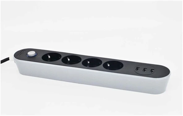 Akım Koruyuculu 3USB Port Hızlı Şarjlı 3Lü Priz ürün görseli 1