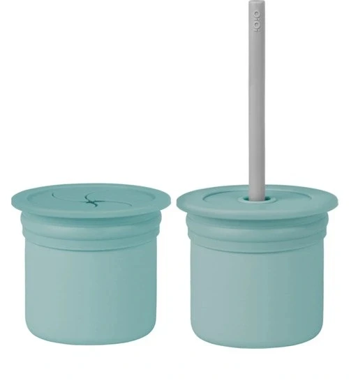 Nessiworld    Pipetli Silikon Bardak Seti Aqua Green / Powder Grey ürün görseli 1