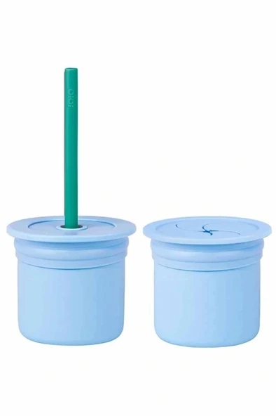 Nessiworld    Pipetli Silikon Bardak Seti Mineral Blue / Aqua Green ürün görseli 1