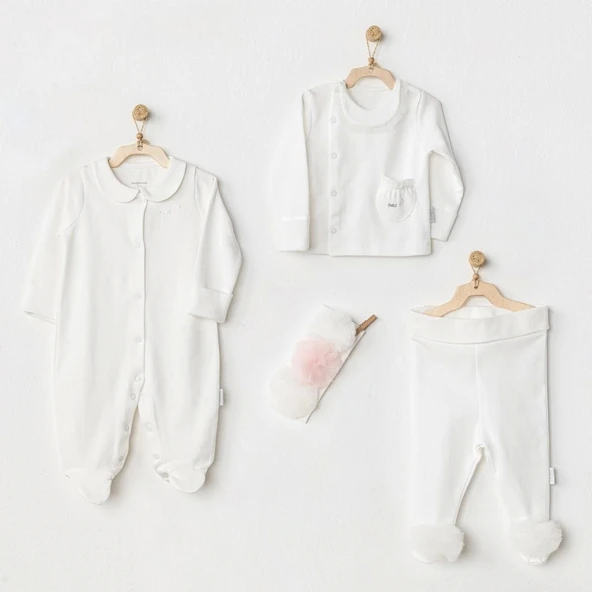 Nessiworld    AC24501 Petit Love Newborn Tüllü 4 Parça Set Ekru ürün görseli 1