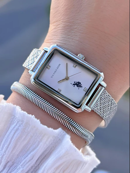 U.S.POLO ASSN Çelik Kordon 5 Atm Suya Dayanıklı Kadın Kol Saati+Bileklik Hediyeli USPA.2083.G01 ürün görseli 1