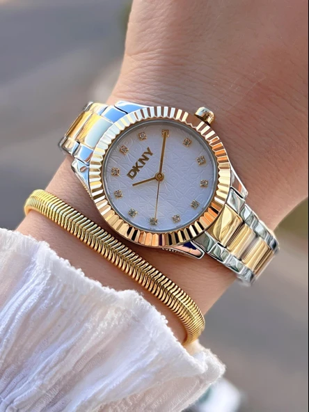 DKNY Çelik Kasa Ve Kordon 5 Atm Suya Dayanıklı 2 Yıl Garantili Kadın Kol Saati+Bileklik DKNY.0035.1 ürün görseli 1