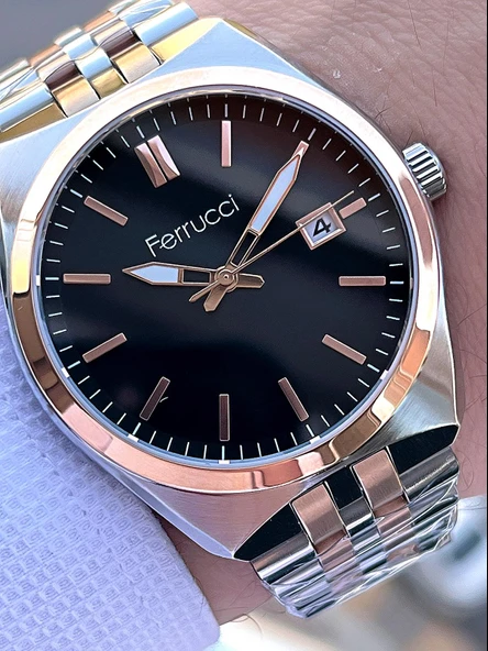 Ferrucci Çelik Kordon Takvimli Kadran 30 Mt Suya Dayanıklı Erkek Kol Saati F.FG03463.02 ürün görseli 1