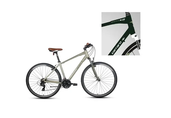 CARRARO SPORTIVE 220 ERKEK ŞEHİR BİSİKLETİ 457H V 28 JANT 21 VİTES MAT KOYU YEŞİL-BEYAZ-YEŞİL ürün görseli 1