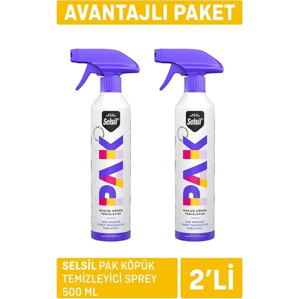Selsil Pak Mucize Köpük Temizleyici Sprey 500 ml x 2 Adet ürün görseli 1