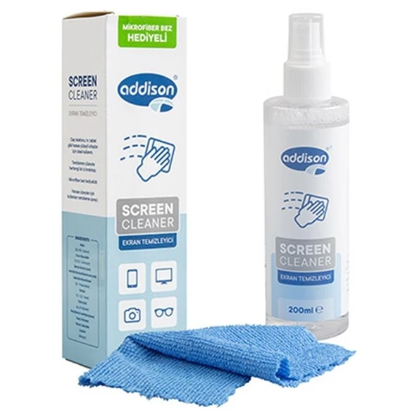 Core Bilgisayar Addison 300870 Ekran Temizleyici Sprey 200ML + Mikrofiber Bez ürün görseli 1