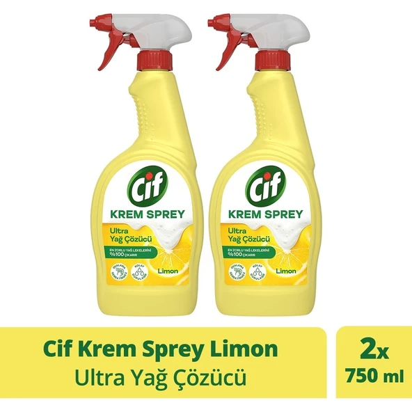 Cif Yüzey Temizleyici Sprey Krem Limon Ultra Yağ Çözücü 750 ml X2 ürün görseli 1