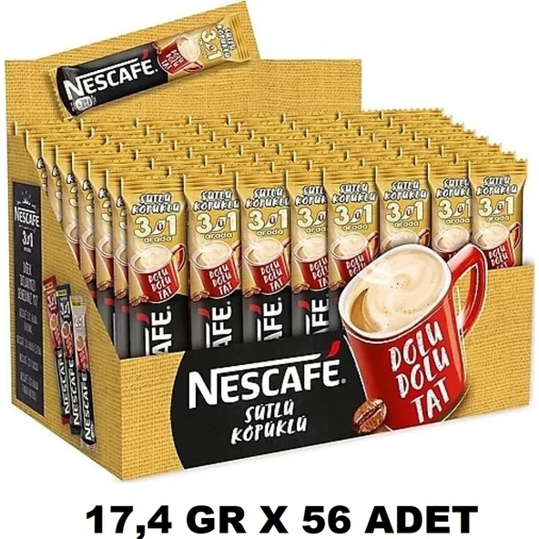Nescafe 3ü1 Arada Sütlü Köpüklü Kahve 17,4 gr x 56 Adet ürün görseli 1