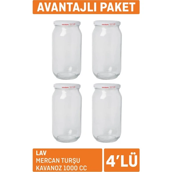 Lav Mercan Turşu Kavanoz 4'lü 1000 cc ürün görseli 1