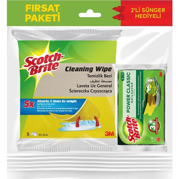 Scotch Brite 5'li Temizlik Bezi + 2'li Sünger ürün görseli 1