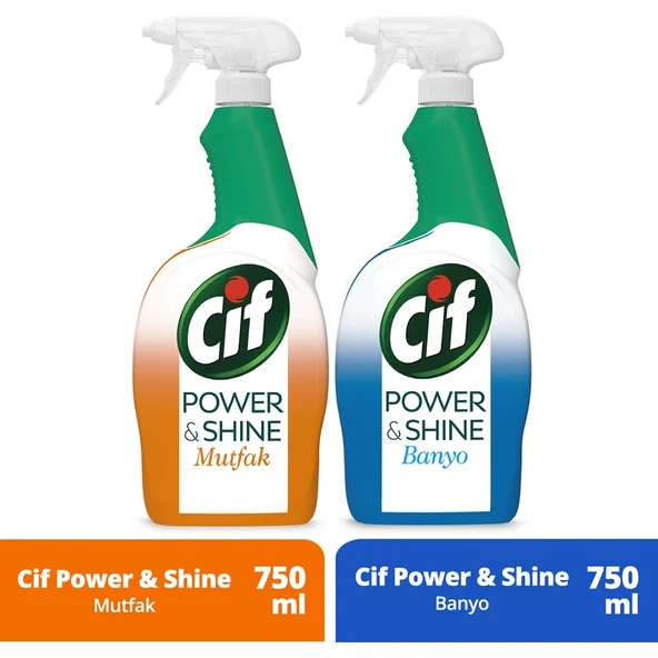 Cif Power&Shine Mutfak 750 ml + Cif Power&Shine Banyo 750 ml ürün görseli 1