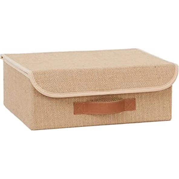 Evde Dekorum Jüt Kapaklı Kutu // 30X23X11, Kahverengi ürün görseli 1