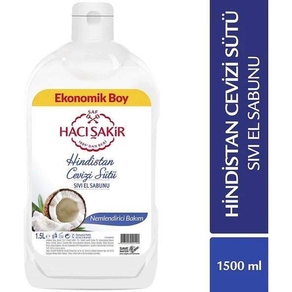 Hacı Şakir Hindistan Cevizi Sütü Nemlendirici Bakım Sıvı El Sabunu 1500 ml ürün görseli 1