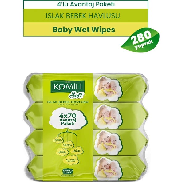 Komili Soft Islak Havlu 4X70 280 Yaprak ürün görseli 1