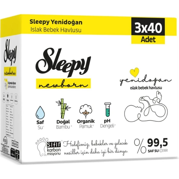 Sleepy Natural Yenidoğan Islak Havlu 3X40 Adet ürün görseli 1