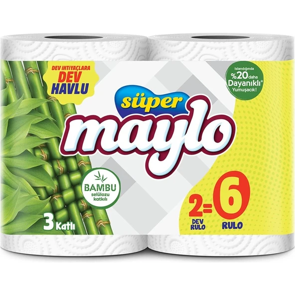 Maylo Süper Bambu Katkılı Dev Havlu 2=6 Rulo ürün görseli 1