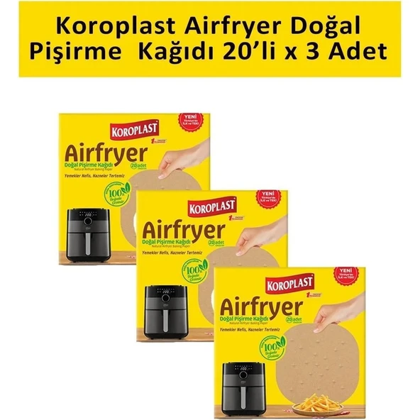 Koroplast Airfryer Doğal Pisirme Kağıdı 20'li 23 x 23 cm x 3 Paket ürün görseli 1