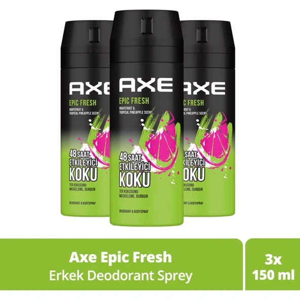 Axe Erkek Deodorant & Bodyspray Epic Fresh 48 Saat Etkileyici Koku 150 ml X3 ürün görseli 1