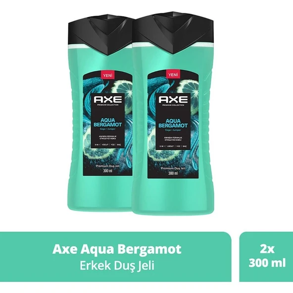 Axe Premium Collection Duş Jeli Aqua Bergamot 3 In 1 Vücut Saç Yüz 300 ml X2 ürün görseli 1