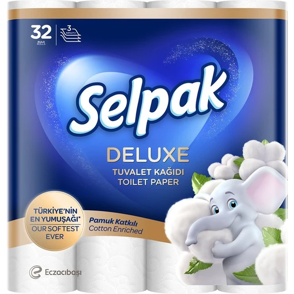 Selpak Deluxe Pamuk Katkılı Tuvalet Kağıdı 32'li ürün görseli 1