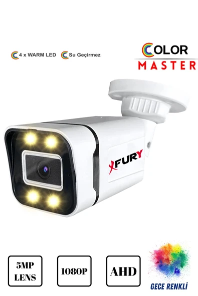 FURY 5mp Lens 1080p 4 x Ultra Led Gece Renkli Full HD Suya Dayanıklı Güvenlik Kamerası ürün görseli 1