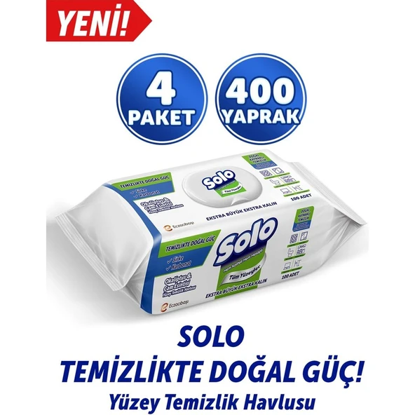 ASF Store Solo Yüzey Temizleyici Havlu Okaliptus Cam Esintisi 100'LÜ 4 Adet ürün görseli 1