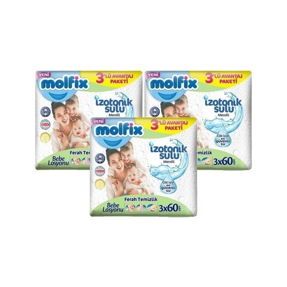 Molfix Ferah Islak Mendil 3X60 180 Yaprak ürün görseli 1